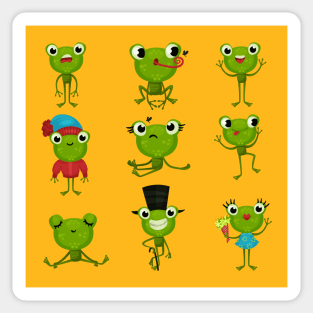 green frogs collection Sticker